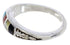 Genuine Sterling Silver Multicolor Inlay Ring Size 5-3/4 UX35282